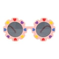 thumbnail image 2 of Girls Kids Size Heart Daisy Petal Round Circle Plastic Sunglasses Pink, 2 of 4