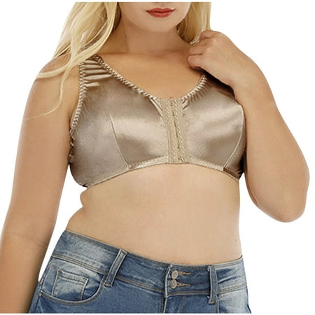 XFLWAM Women s Bras Plus Size Front Close Support Wirefree Bras Full Coverage Solid Color Elegant Comfort Everyday Bra