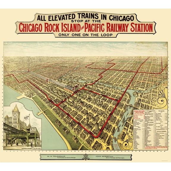 Historic Panoramic View - Chicago Rock Island Pacific Railway Illinois - Poole 1897 - Vintage Wall Art