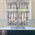 thumbnail image 3 of Pioneer Kitchen Curtains and Valance Set 36 Inch Tier Pastel Grey Flower Floral Print 3 Pieces Set Dining Room Small Curtain Drapes Cafe Curtains Valance for Home Decor Rod Pocket, 3 of 6