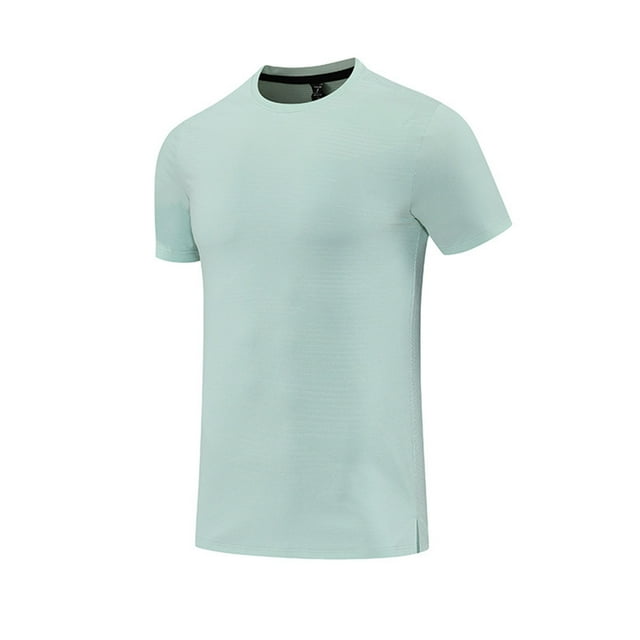 Camiseta Deportiva de Color Sólido de los Hombres, Top de Manga Corta Respirable Hielo de Verano para Correr Al Aire Libre Y Desgaste Casual, Camiseta Atlética de Humedad