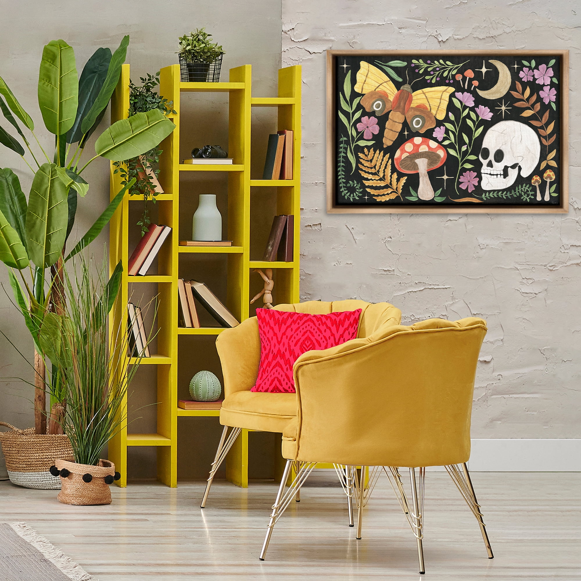 Stupell Industries Spooky Chic Collage Animals Painting Brown Floater Framed Canvas Art Print Wall Art, 31 x 21