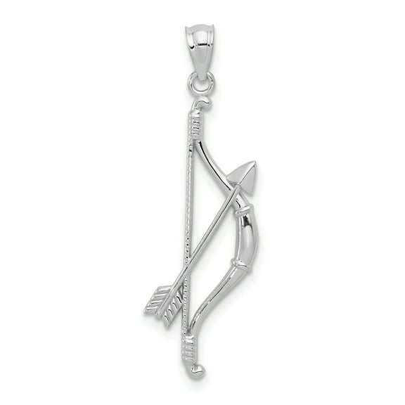 14k White Gold Bow and Arrow Open Back Pendant Charm