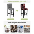 thumbnail image 3 of Black Red Bar Stool Covers Set of 6, White Circle Geometric Abstract Texture Stretch Washable Bar Chair Covers with Backs, Removable Pub Counter Height Chair Cover for Kitchen Dining Room Cafe, 3 of 7