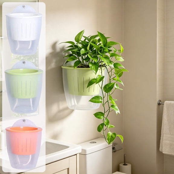 Wall-Mounted Self-Watering Hydroponic Planter Pot with Drainage Holes for Indoor Outdoor Flowers Herbs and Home Wall Decor