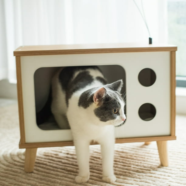 Vibrant Life Purr-View Retro TV Cat Condo with Jute
