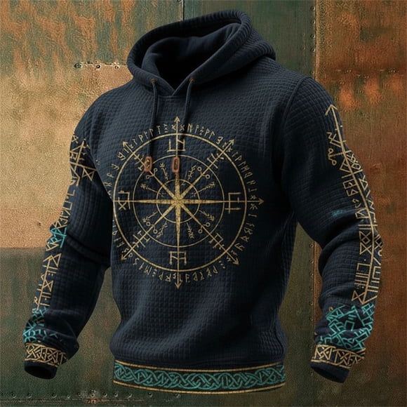 Digital Print 3D Embroidered Hoodie for Men in Large Fit – Winter Casual Everyday Streetwear Sweatshirt