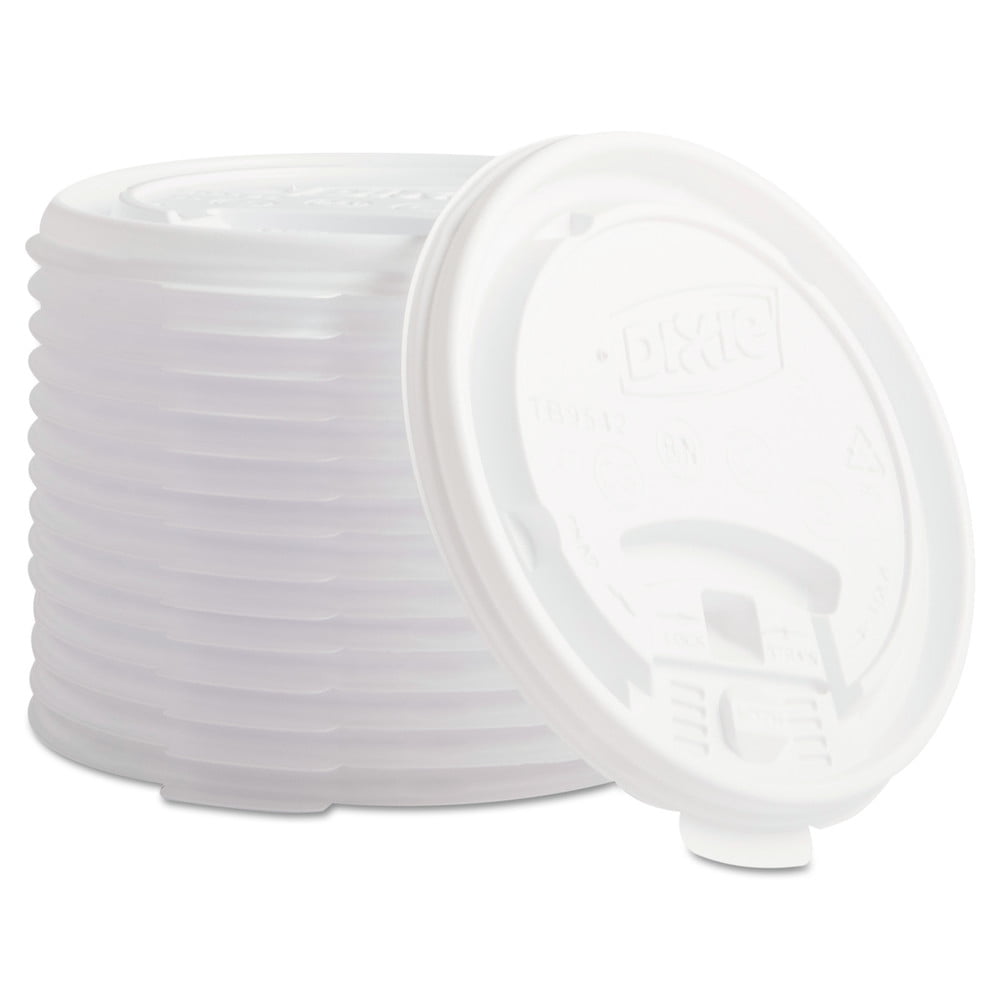 Dixie TB9542 Plastic Lids For Hot Drink Cups, 12 & 16oz, White, 1000