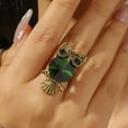 thumbnail image 3 of Grandest Birch Decorative Adorable Women Ring Gift Green Owl Rhinestone Ring Jewelry Accessaries Alloy Green, 3 of 7
