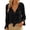 Black, variant on Women T-Shirts Elegant Knit V Neck Tie Front Blouse With Ruffle Trim For Loose Fit Knit Tops Casual Everyday Wear Vacation Solid Color Streetwear