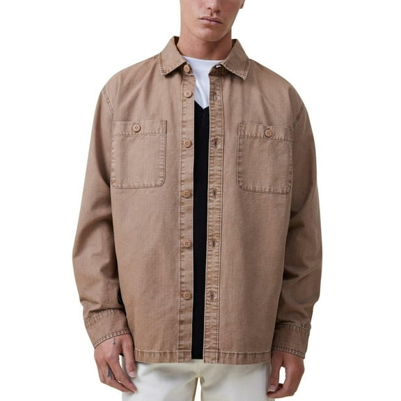 Cotton on Men's Heavy Oversized Fit Overshirt - Sand Ripstop