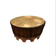 Mid-East Sheesham Coffee Drum Table w/ Rope Tuned Natural Head 38"x19"