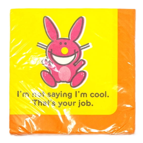 Happy Bunny "I'm Cool" Large Disposable Party 3-Ply Napkins - Pack of 16