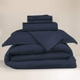 thumbnail image 2 of Nestl® 1000 Thread Count Premium Cotton Blend 6 Piece Duvet Cover Set, Includes Duvet Cover, Deep Pocket Fitted Sheet, 2 Pillow Cases, 2 Pillow Shams - Lightweight, hypoallergenic - Queen, Navy Blue, 2 of 4