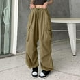 thumbnail image 2 of IDALL Cargo Pants Women Wide Leg Pants Woman Sweatpants Women Baggy Pants Cargo Trousers Women Baggy Trousers Parachute Trousers Sweatp Womens Casual Pants Khaki 3XL, 2 of 6