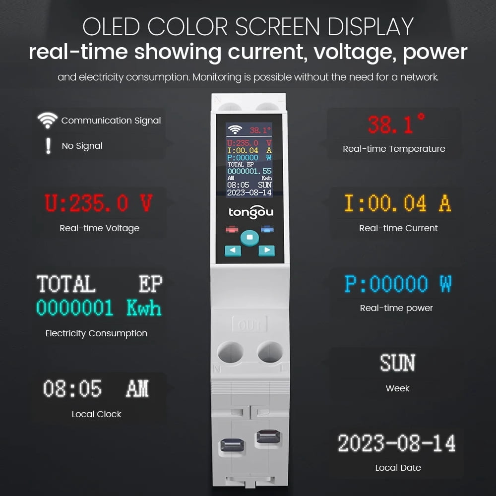 Electricity meters,Led Meter Relay App - App Function Compatible Kwh Meter And Function App Meter Din Rail Wifi Din Function - 35mm Din Meters Function Switch Meter Function Kwh Meter Circuit
