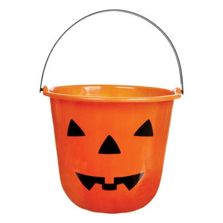 Good Old Values Pumpkin Bucket Halloween Decoration Orange 9 in. W x 7 in. L