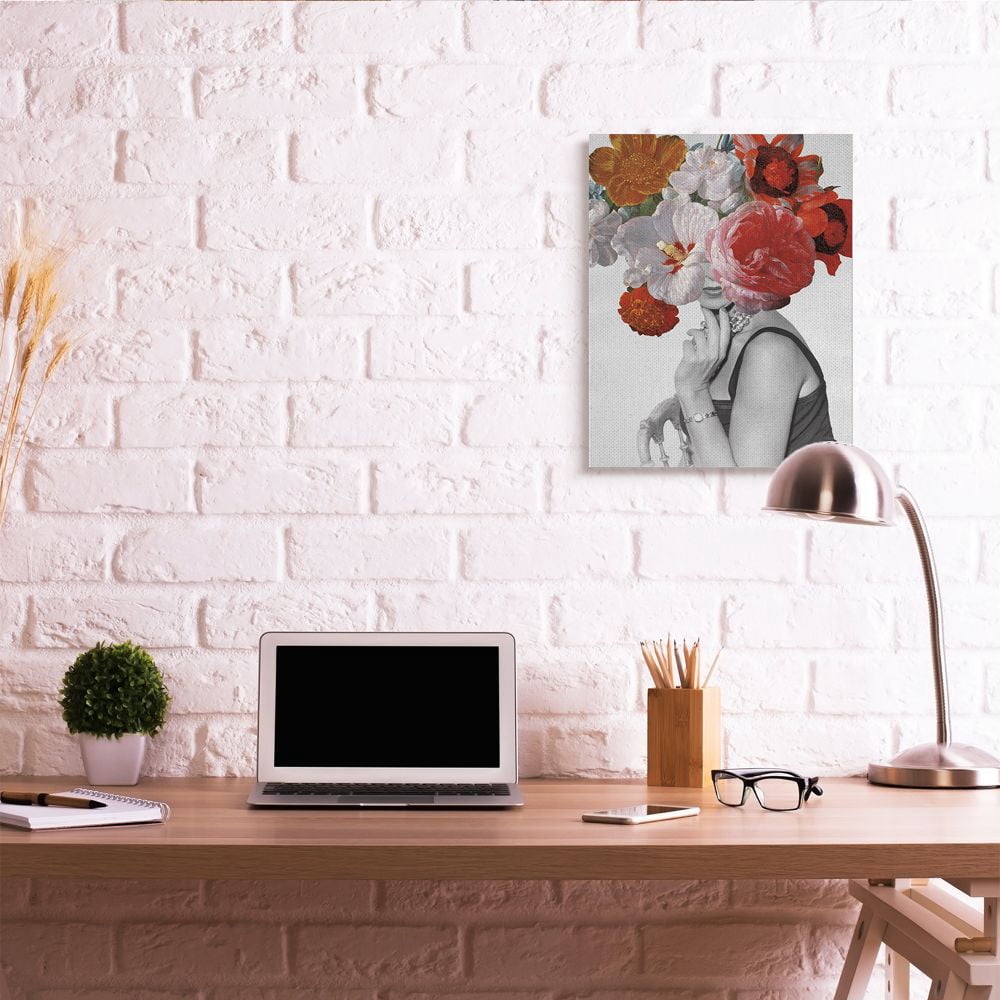 Stupell Industries Vintage Female Sitting Fashion Flower Spring Bloom Collage Canvas Wall Art Design by Wild Apple Portfolio, 24" x 30"