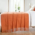 thumbnail image 6 of Burnt Orange Throw Blanket for Couch Bed,Fall Throws with Tassels,Halloween Blanket,50"x60", 6 of 9
