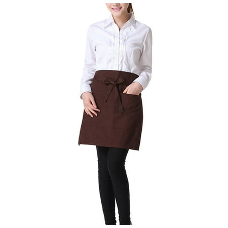 

iopqo apron adult waterproof 2 pockets waterdrop resistant waitress waist apron chef apron apron women