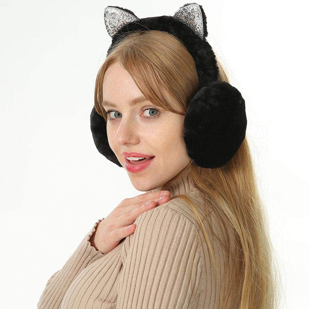 Black Earmuffs for Women Lightweight Ear Warmer Headband 2 Pack Ear Muffs for Winter Earmuffs for Men and Women Foldable Ear Muffs and Adjustable Ear Muffs for Kids 