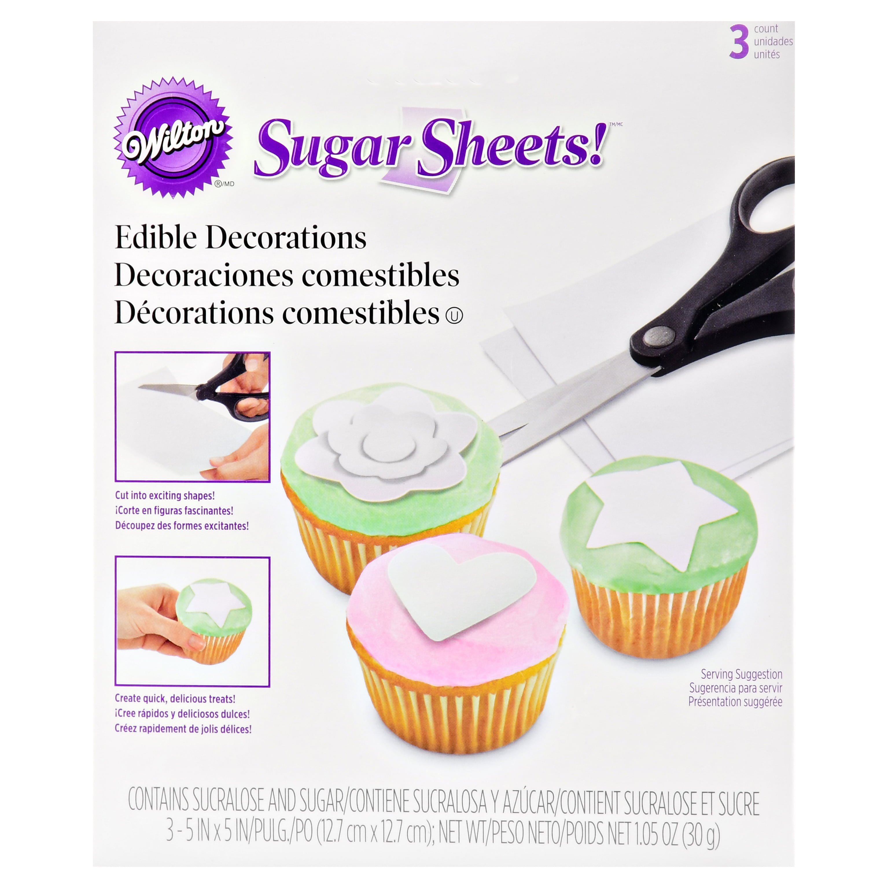 Wilton White Sugar Sheets Edible Decorating Paper, 3-Count ...