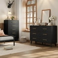 thumbnail image 3 of Noelse 2 Piece Bedroom Furniture Set, 6 Drawer Dresser & 5 Drawer Tall Dresser with Storage, Wood Organizer with Metal Handles, Black, 3 of 9
