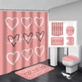 thumbnail image 2 of KCEHTA 4 Pcs Valentine's Day Shower Curtain Set with Non Slip Rugs Toilet Lid Cover U Shape Bath Mat Love Heart Shower Curtain Valentines Bathroom Decor, 2 of 7