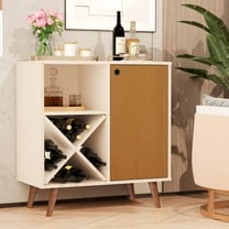 Boahaus Cartmel Bar Cabinet with X-Shaped Wine Rack, Open Shelf & Door – White