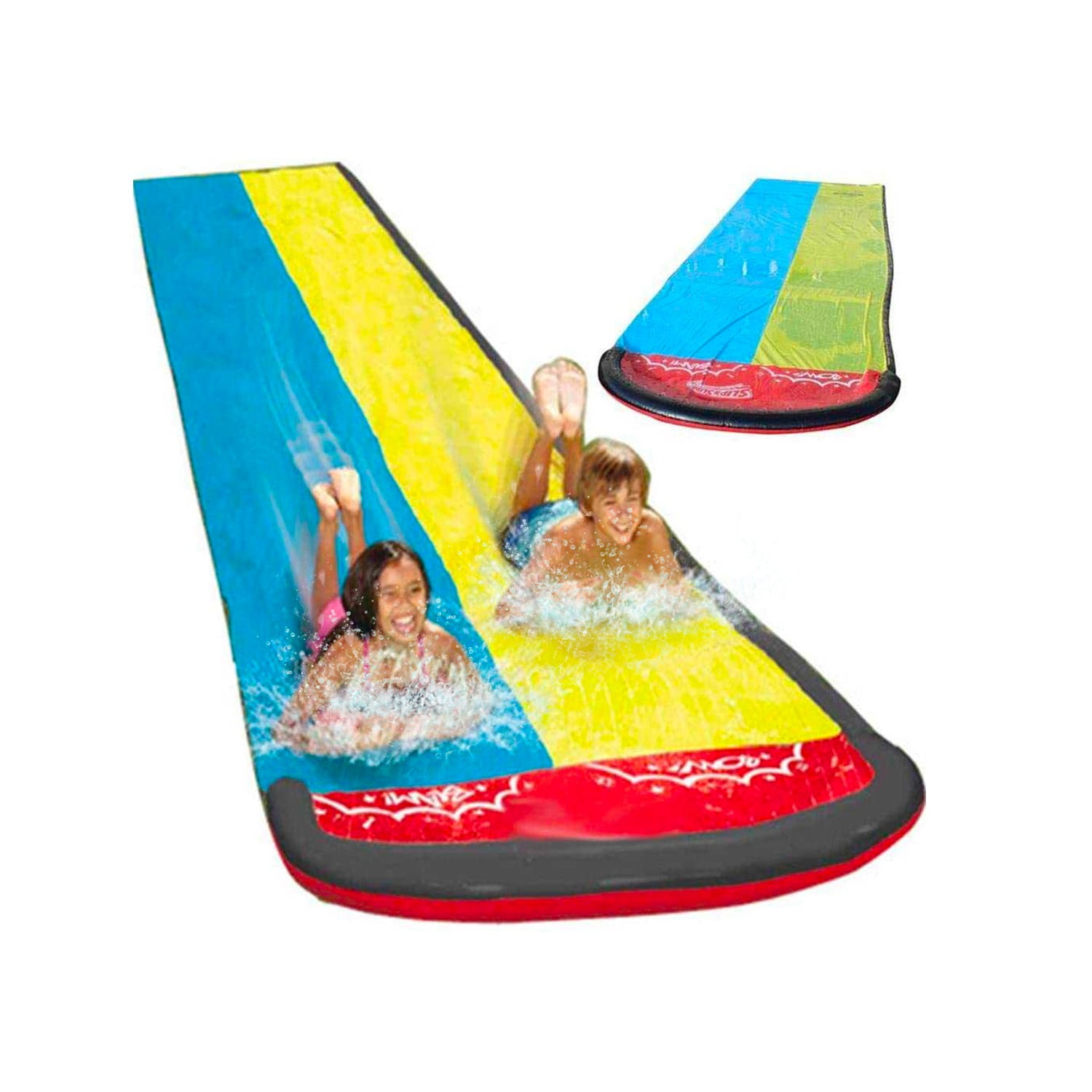 Backyard Double Water Slide Summer Fun Toy, Long Water Slip & Slide ...