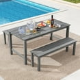 thumbnail image 1 of Gymax 3PCS Dining Table Set w/ 2 BenchesPatio HDPE Weather Resistant Furniture Set Gray, 1 of 9