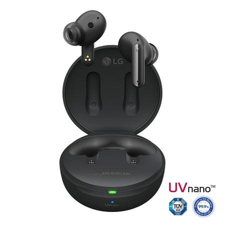 LG TONE Free FP8 Enhanced Active Noise Cancelling True Wireless Bluetooth Earbuds with Meridian Sound, UVnano Kills 99.9% of Bacteria on Speaker Mesh, Immersive 3D Sound, 3 Mics, Black