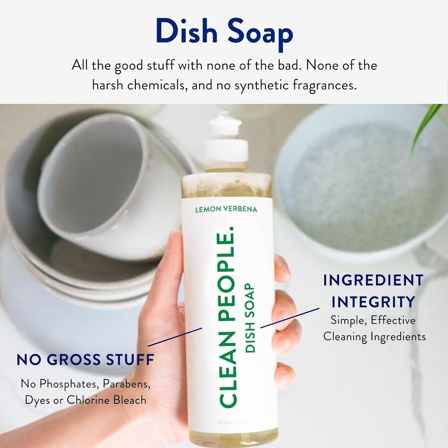 Liquid Dish Soap - Clean, Simple Ingredients Extra Scrubbing Power (Lemon Verbena Scent) 12 fl. oz (3 Pack)