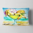 thumbnail image 2 of Designart Gold Fish Enjoying Holidays on Beach - Cartoon Animal Throw Pillow - 12x20, 2 of 5