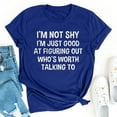 thumbnail image 2 of SMihono Women's Fashion Knot Basic Tees Sales Trendy Summer Clothing 2024 Crew Neck Shirts Comfy Loose Casual Dressy Blouse for Women Short Sleeve Womens Tops I'M NOT SHY Letter Tees Blue 10, 2 of 6