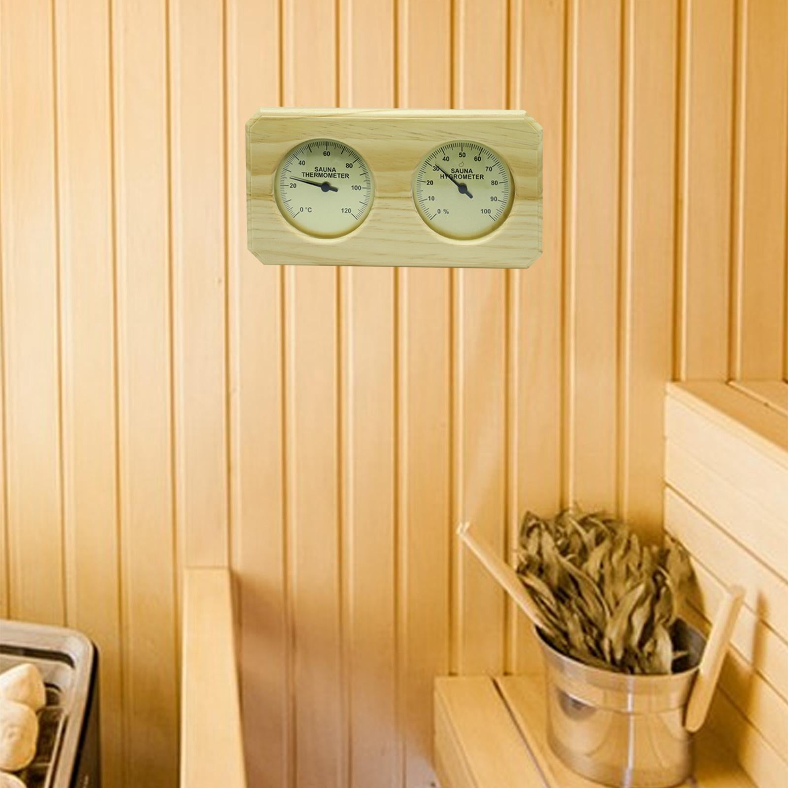 Nishiyuenyi Hygrometer Wooden Thermometer, Sauna Hygrothermograph Gauge Humidity Temperature Horizontal