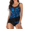 thumbnail image 1 of Maillots de Bain Deux Pièces pour Femmes Ensemble Tankini Imprimé Rétro Maillots de Bain Col en U, 1 of 4