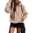 thumbnail image 2 of Vedolay Womens T Shirts Women's 2023 Casual Sweatshirts Oversized 2023 Fall Winter Pullover Tops with Pockets,Khaki XXL, 2 of 5