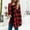 Red, variant on Women's Open Front Long Cardigan Draped Snap Buffalo Plaid Shirt Knit Sweater, Plaid Shirt Women, Black And White Flannel, Plaid Long Sleeve Shirts for Women