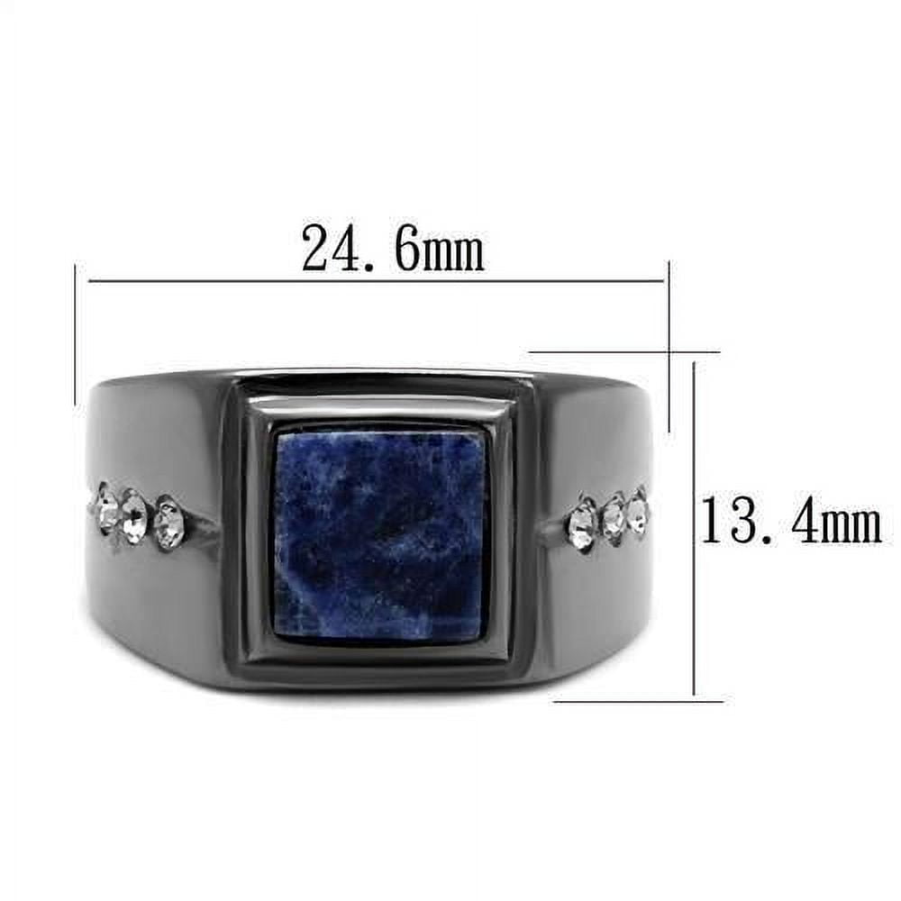 IP Light Black (IP Gun) Stainless Steel Ring with Blue Sand