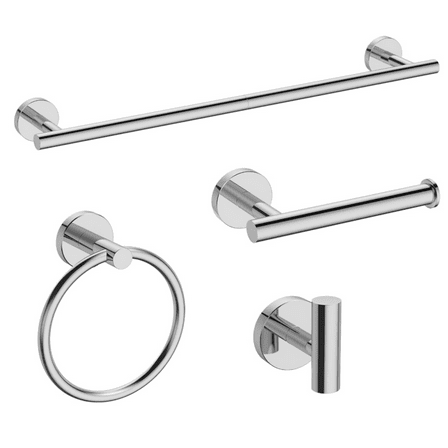 Polished Chrome Bathroom Accessories Set, 24-Inch Towel Bar Set Wall Mounted, Durable SUS304 Stainless Steel Bathroom Hardware Set, 4-Piece