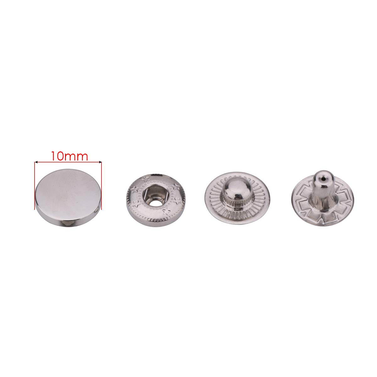 Trimming Shop 20mm S Spring Press Studs 4 Part, Durable and Lightweight,  Metal Snap Buttons Fasteners for Jackets, DIY Leathercrafts, Sewing  Clothing