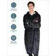 thumbnail image 4 of Bare Homey Adult Size Microplush Wearable Blanket - Long Length - Zipper Side Pockets, Black, 4 of 9
