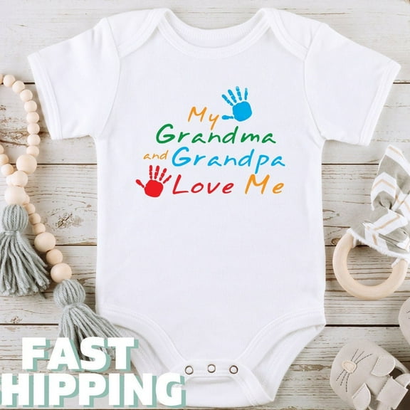 Baby Bodysuit BELLA CANVAS My Grandma And Grandpa Love Me Onesies Baby Onesies Cute Baby Clothes Baby Shower Gift Raglan Tshirt Shirt Kids Clothes