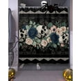 thumbnail image 3 of Skull Rose Flowers Shower Curtain Set ，Waterproof Fabric Shower Curtains Horror Skeleton Navy Flowers Leaves Black Shower Curtains for Bathroom,Bathroom Decor 36"x72", 3 of 6