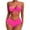 Hot Pink, variant on WIZUTIZ Womens Swimsuits Tankini Adjustable Spaghetti Strap Push Up Swim Top with Mid Rise Swim Shorts Twist Front Pleated Bikini Solid Bathing Suit Sleeveless V-Neck Bathing Suit 2 Piece Beach Wine