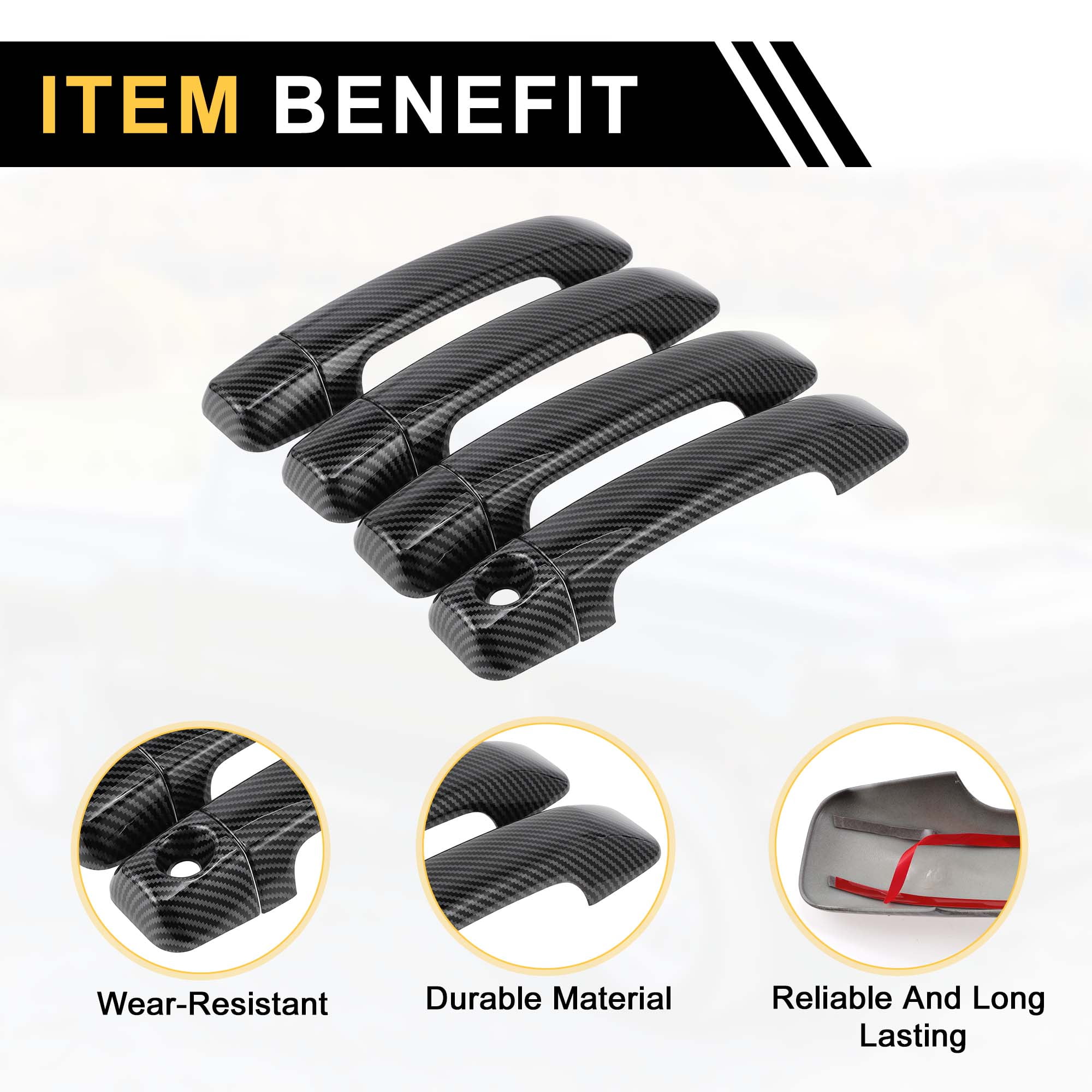 Unique Bargains 4pcs Exterior Door Handle Cover for Toyota Tundra 2007-2020 ABS Black