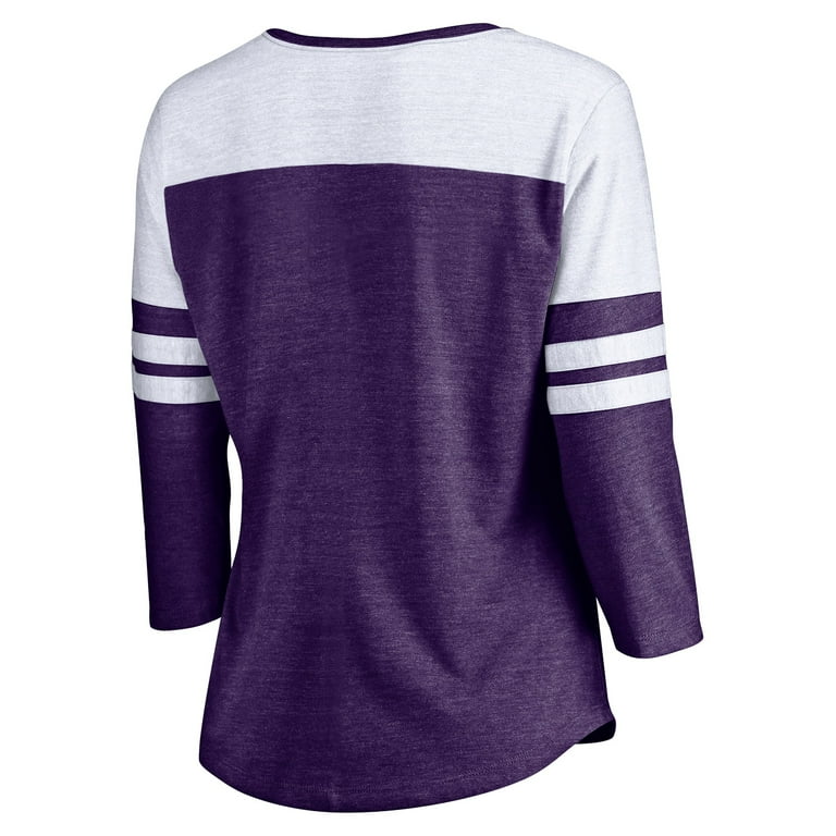 Women's Fanatics Branded Heathered Purple/White Minnesota Vikings Lateral  Script 3/4 Sleeve V-Neck Tri-Blend T-Shirt 