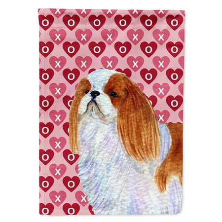 - English Toy Spaniel Hearts Love and Valentine's Day Portrait Garden Flag