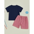 thumbnail image 6 of BemeyourBBs Baby Boys Patriotic Outfits Embroidery T-Shirt and Plaid/Stripe Shorts, 6 of 9